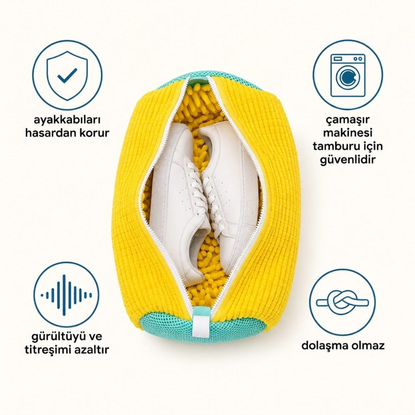 PufyMesh® Çamaşır makinesi için dolgulu ayakkabı yıkama torbası