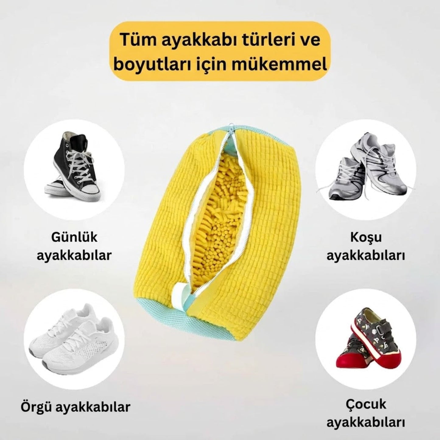 PufyMesh® Çamaşır makinesi için dolgulu ayakkabı yıkama torbası